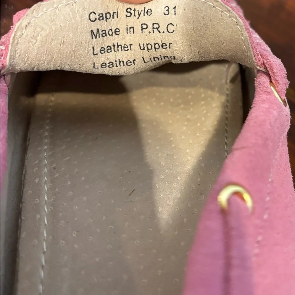 Oscar’s For Kids Capri Pink Leather Suede Loafers — Size 13